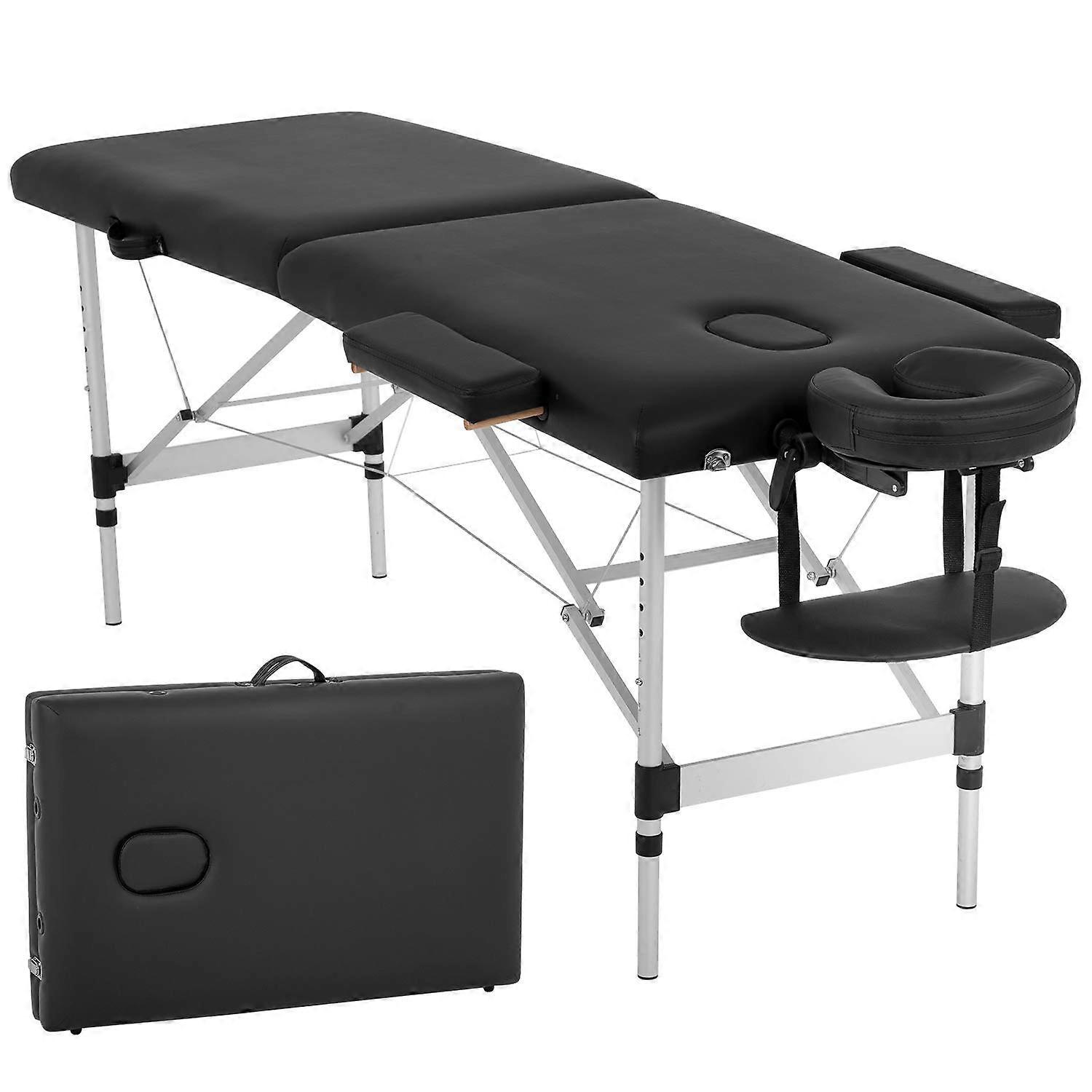 Portable Aluminum Massage Table Height Adjustable Foldable with Foam Padding Carry Case Black