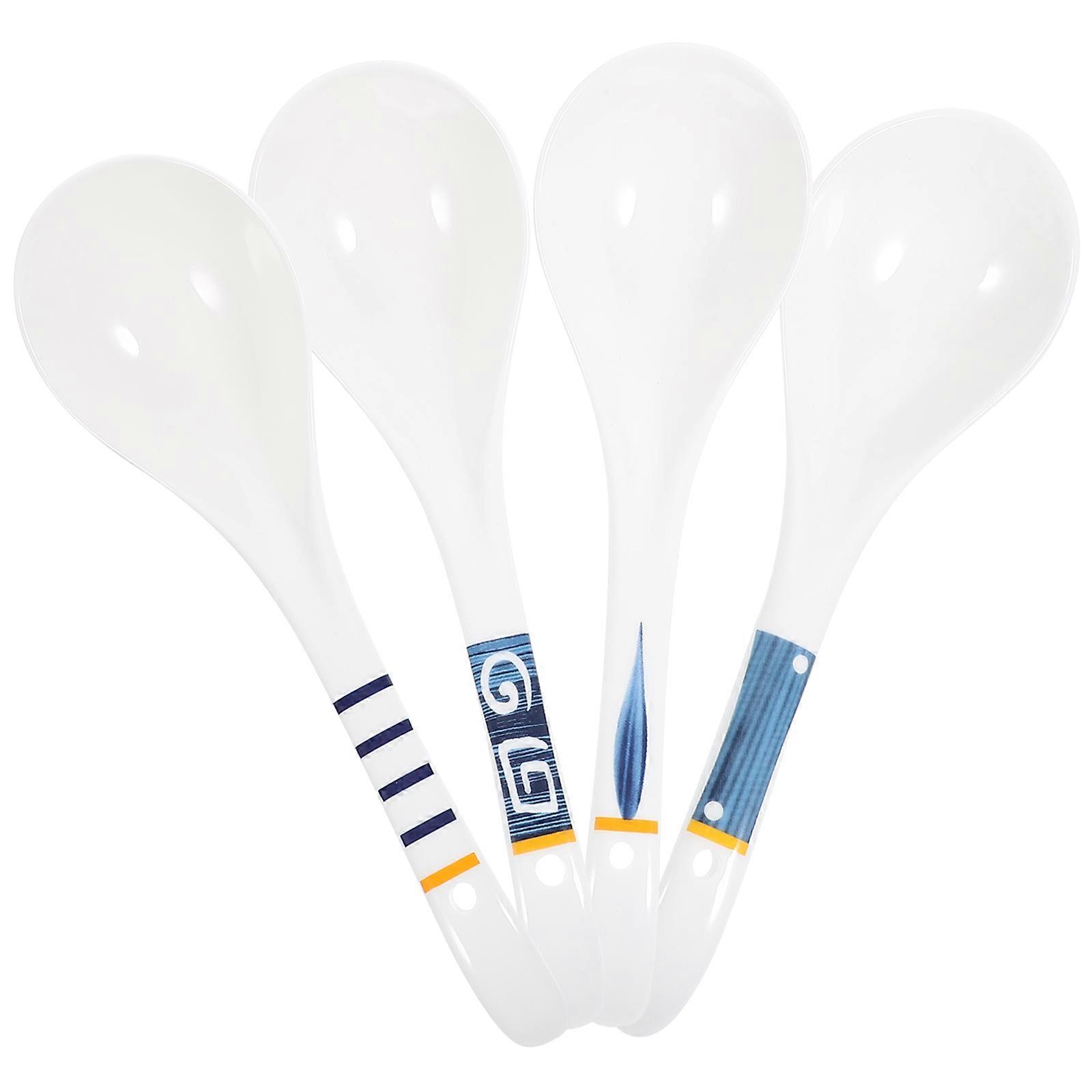 Large Ceramic Soup Spoon for Food 4Pcs Assorted Color Dining Set