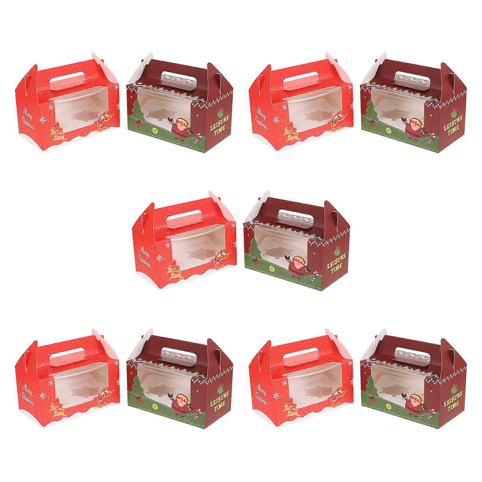 Dessert Boxes Cupcake Storage Boxes for Christmas 10Pcs Assorted Color