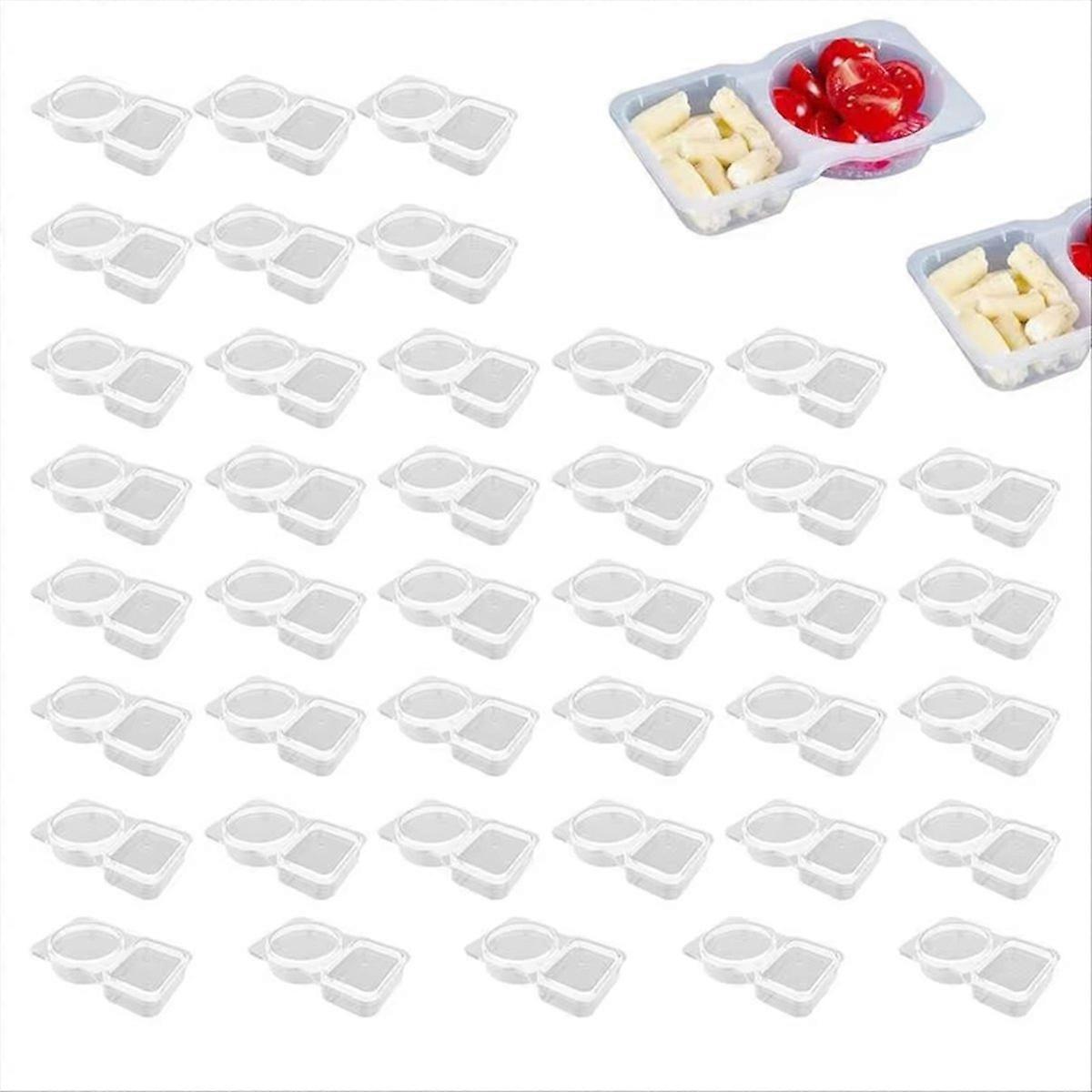 Double Compartment Condiment Container Reusable Sauce Containers Double Compartment Organized Snack 