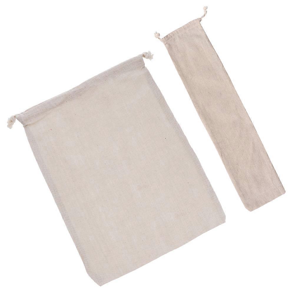 Assorted Color Linen Bread Bags for Storage 2Pcs Reusable Drawstring Bags
