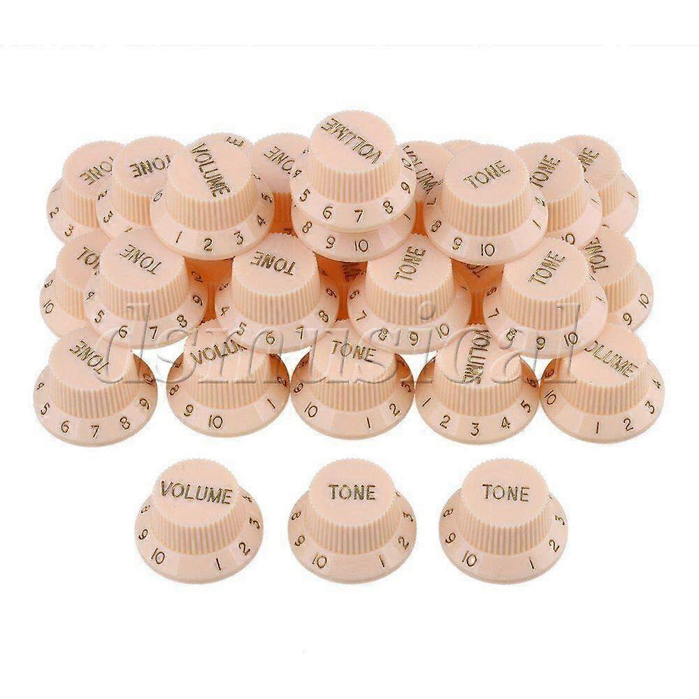 20PCS Cream Guitar Control Knobs with Gold Numbers, Plastic Volume and Tone Knob Set