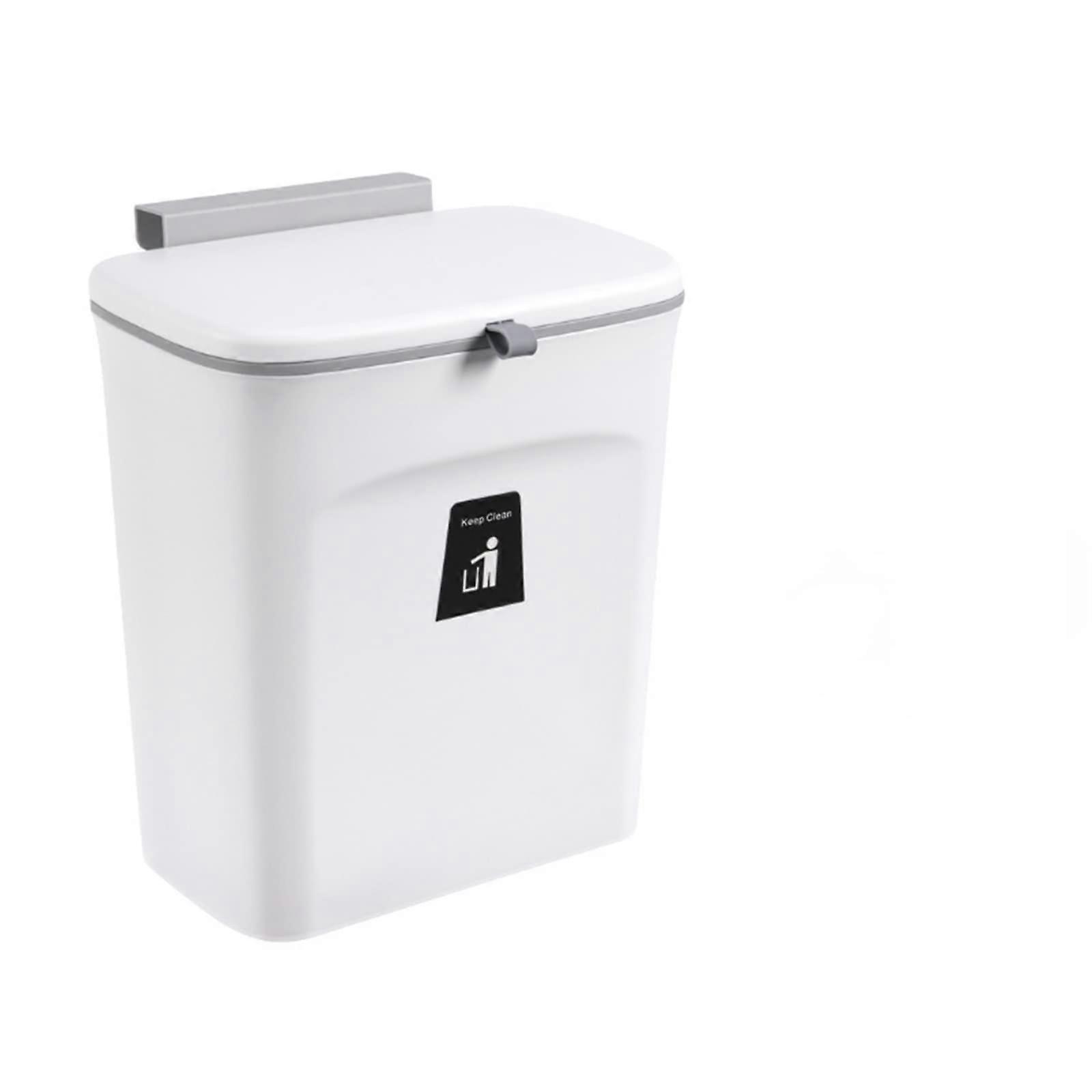 Hanging Trash Can with Lid 9L Wall Mounted Kitchen Garbage Bin SpaceSaving OdorBlocking Design