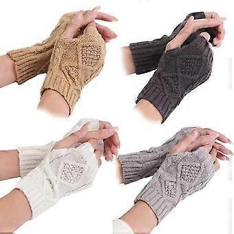 4 paires de mitaines chaudes d'hiver pour femmes, tricotées, sans doigts, avec trou pour le pouce, combinaison 4