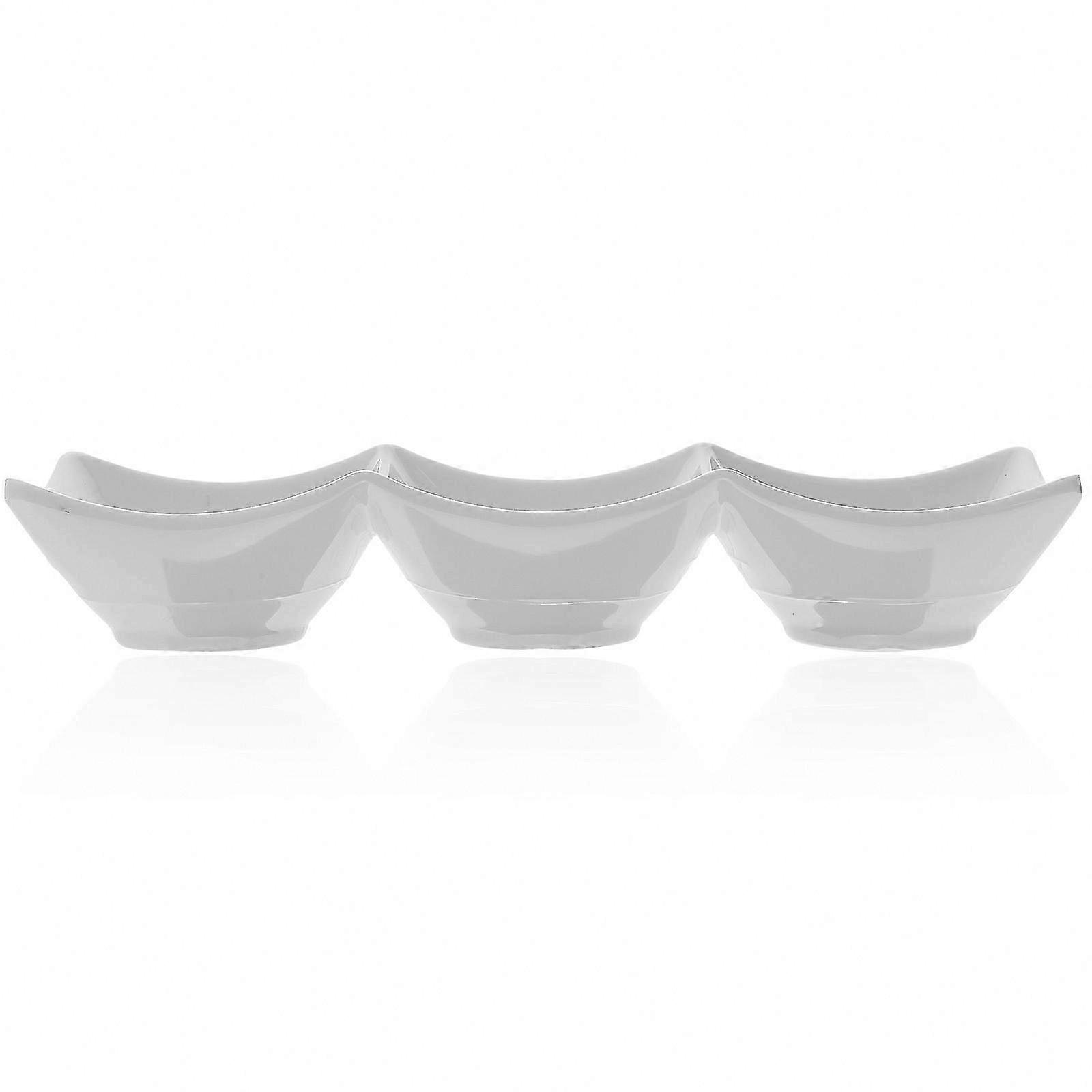 Three-Section Dipping Plates for Sauces and Condiments Storage Solution