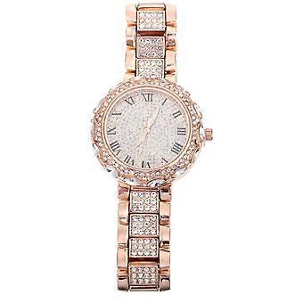 Women Wrist Watch With Adjustable Strap For Girls Daily Use Golden Color Steel Material 1Set