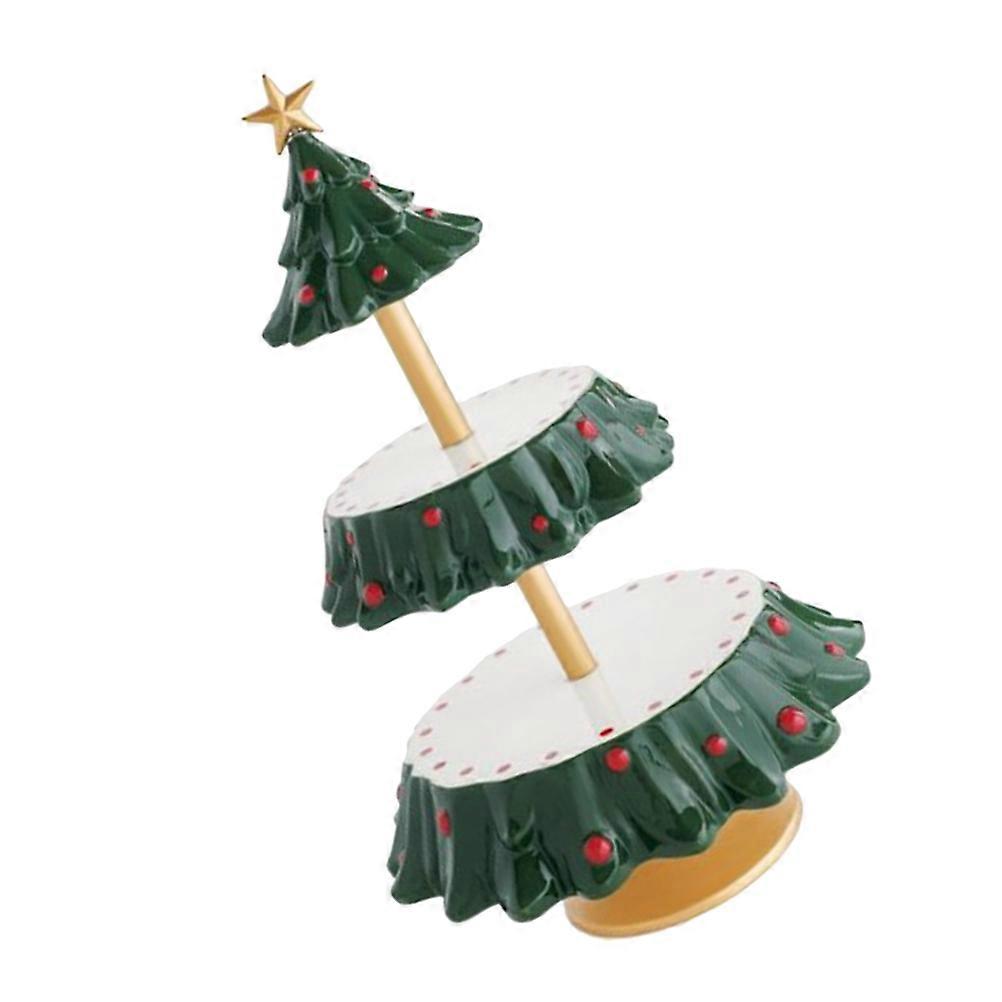 Xmas Cake Stand for Fruit Display Two-Layer Dessert Display Tower