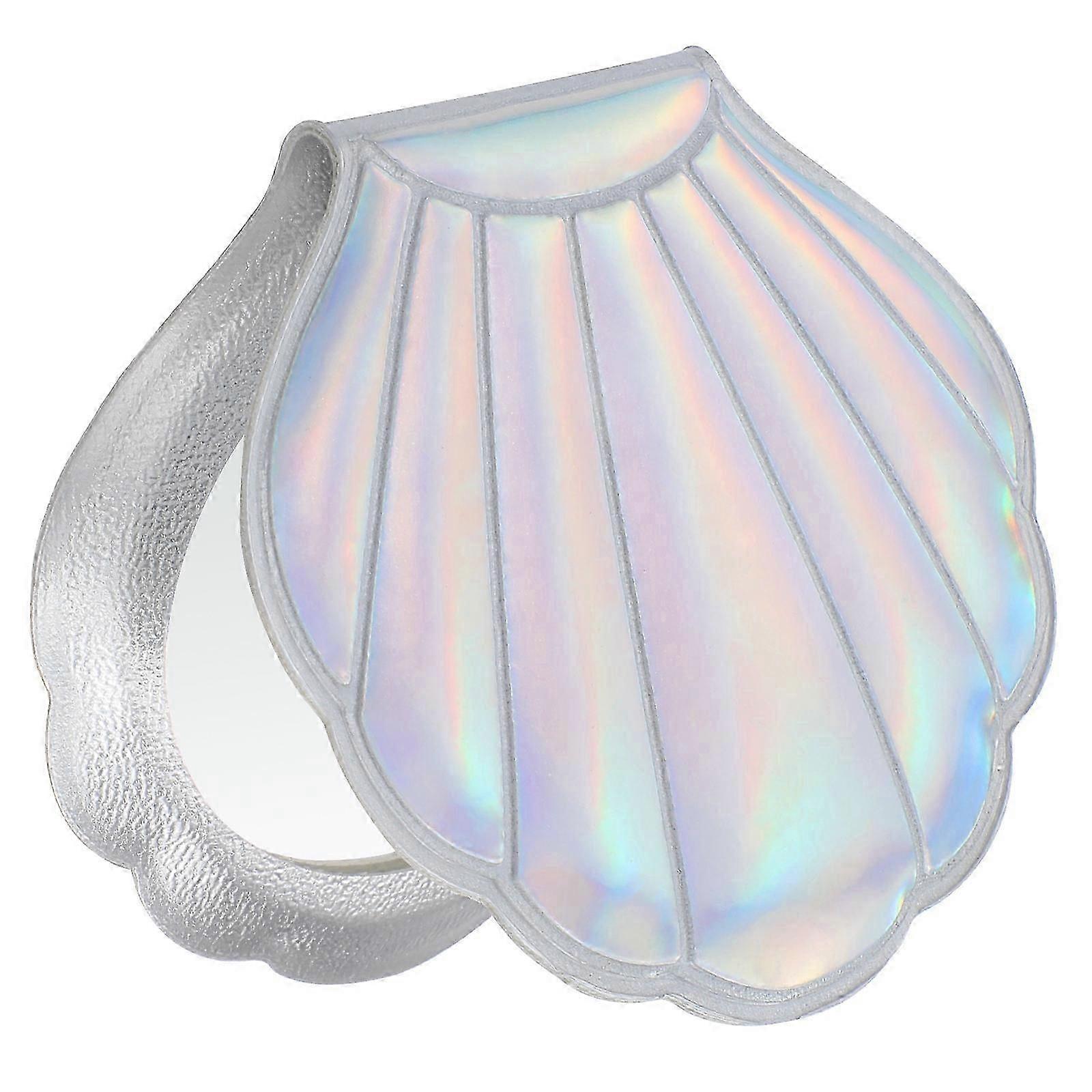 Folding Double Sided Hologram Makeup Mirror With PU Shell