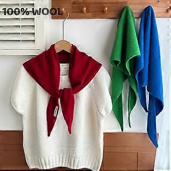 Winterschal aus 100 % Wolle für Damen, warmer Dreiecksschal, Hijab, einfarbiges Damen-Tuch, Pashmina-Bandana, Kopftuch, neu