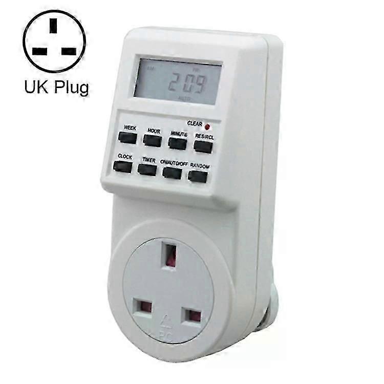 Smart Home Plug-in Timer Socket-230V LCD Clock,12/24H,UK Plug