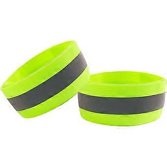 Équipement de course réfléchissant, bandes réfléchissantes pour bras/poignets/chevilles/jambes, accessoires de vélo pour femmes et hommes, jaune - 2 bandes