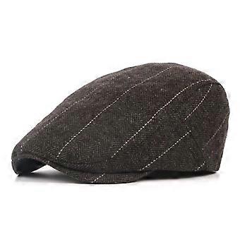 Medelålders och äldre skärmmössa justerbar klassisk basker platt hatt (brun)