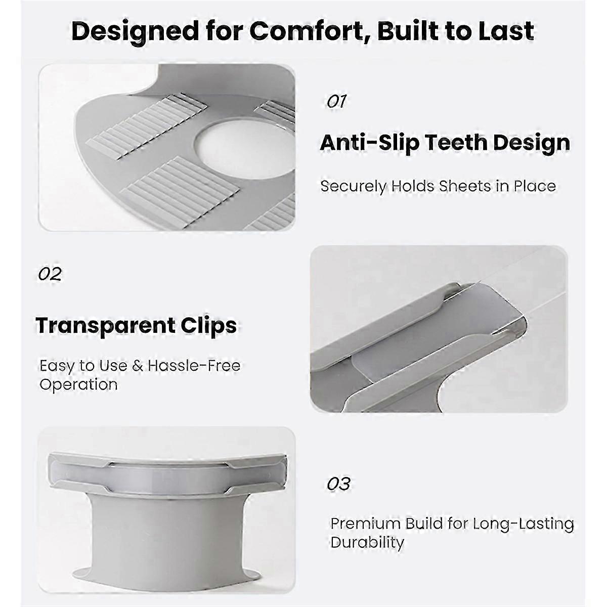 4PCS Bed Sheet Grippers Open Corner Bed Sheet Holder Grey