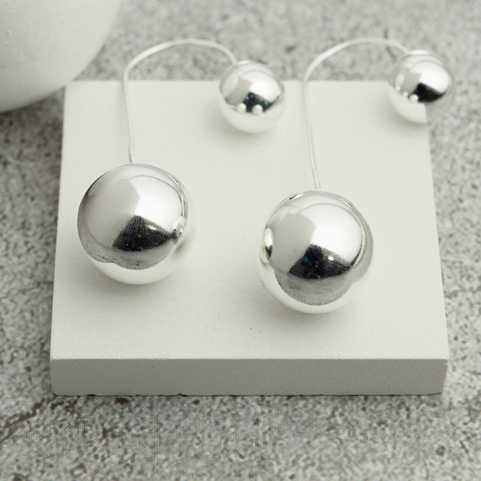 Silver big ball earrings-Good