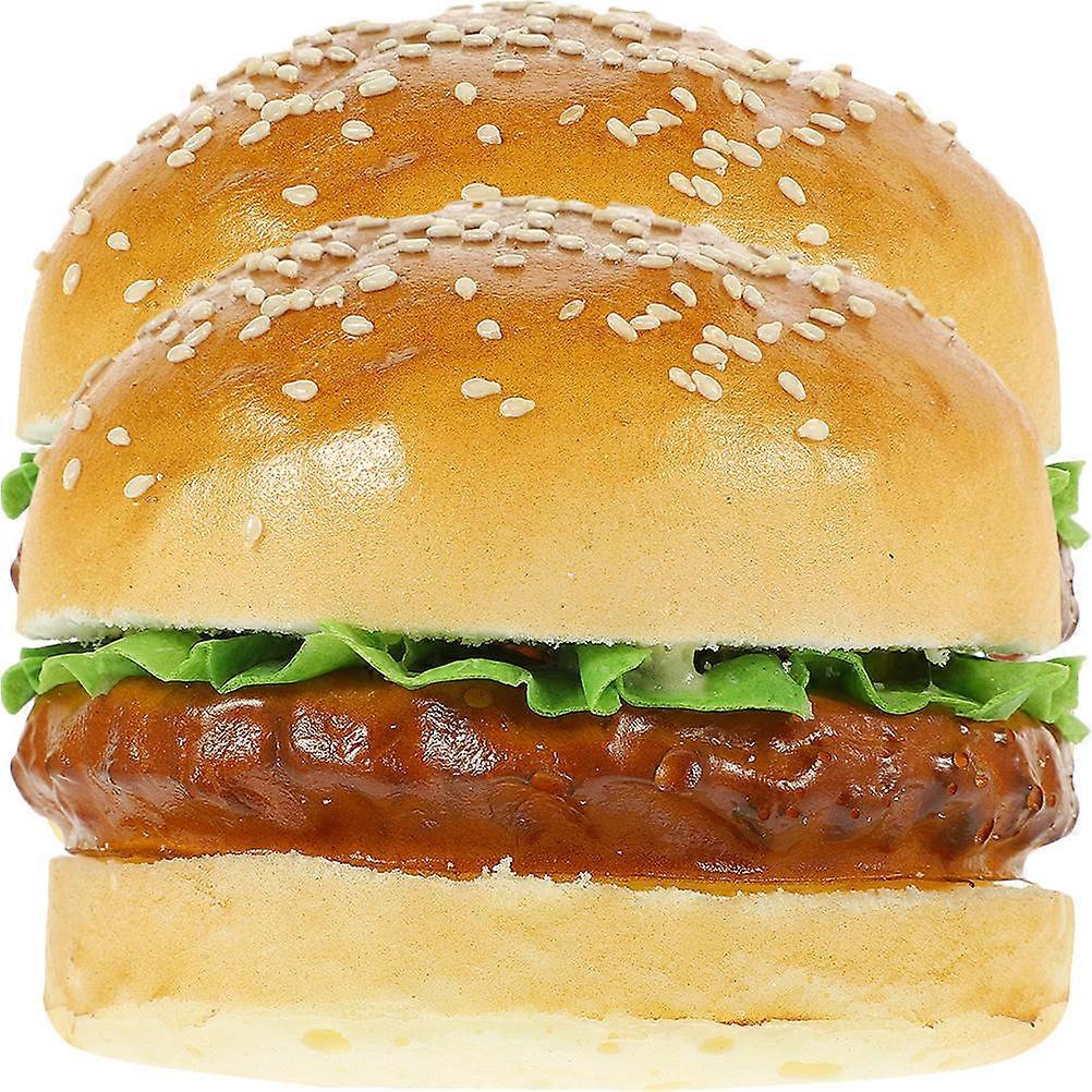 2pcs Simulation Fake Burger Model Artificial Burger Model for Display Artificial Bread Model
