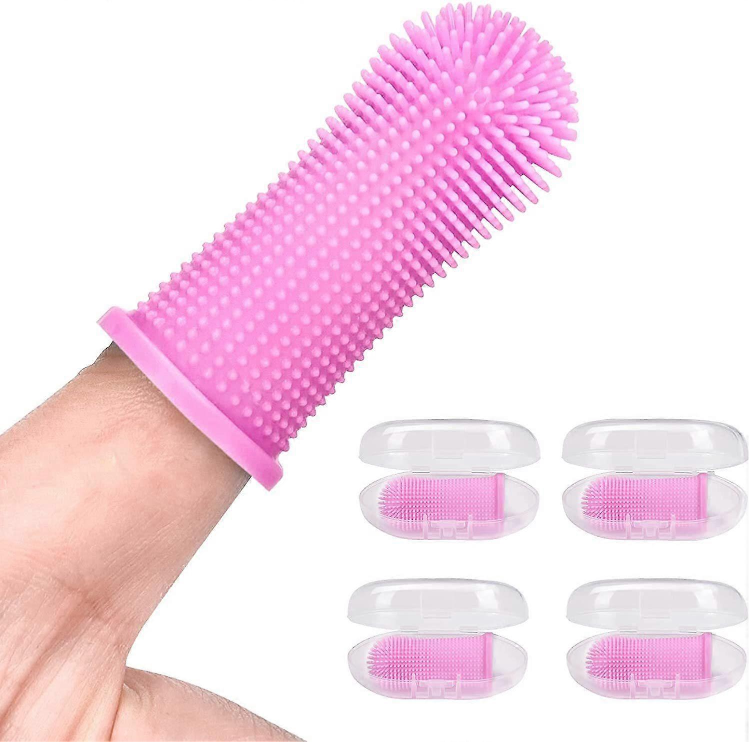 Dog Finger Toothbrush Teeth Cleaning Kit Set, 4 Pack