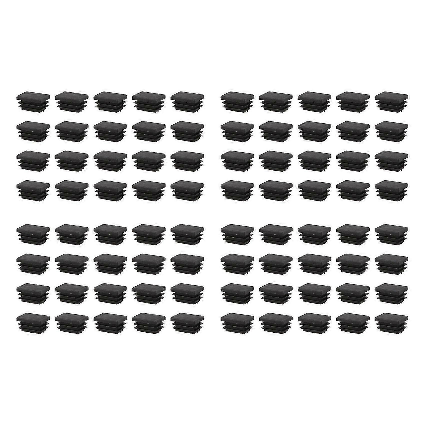 80 Pcs Plastic Rectangular End Cap 30mm X 20mm Threaded Pipe Tube Insert Rubber Feet
