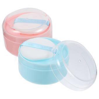 Baby Powder Puff Container with Puff for Storage Use 2Pcs Assorted Color