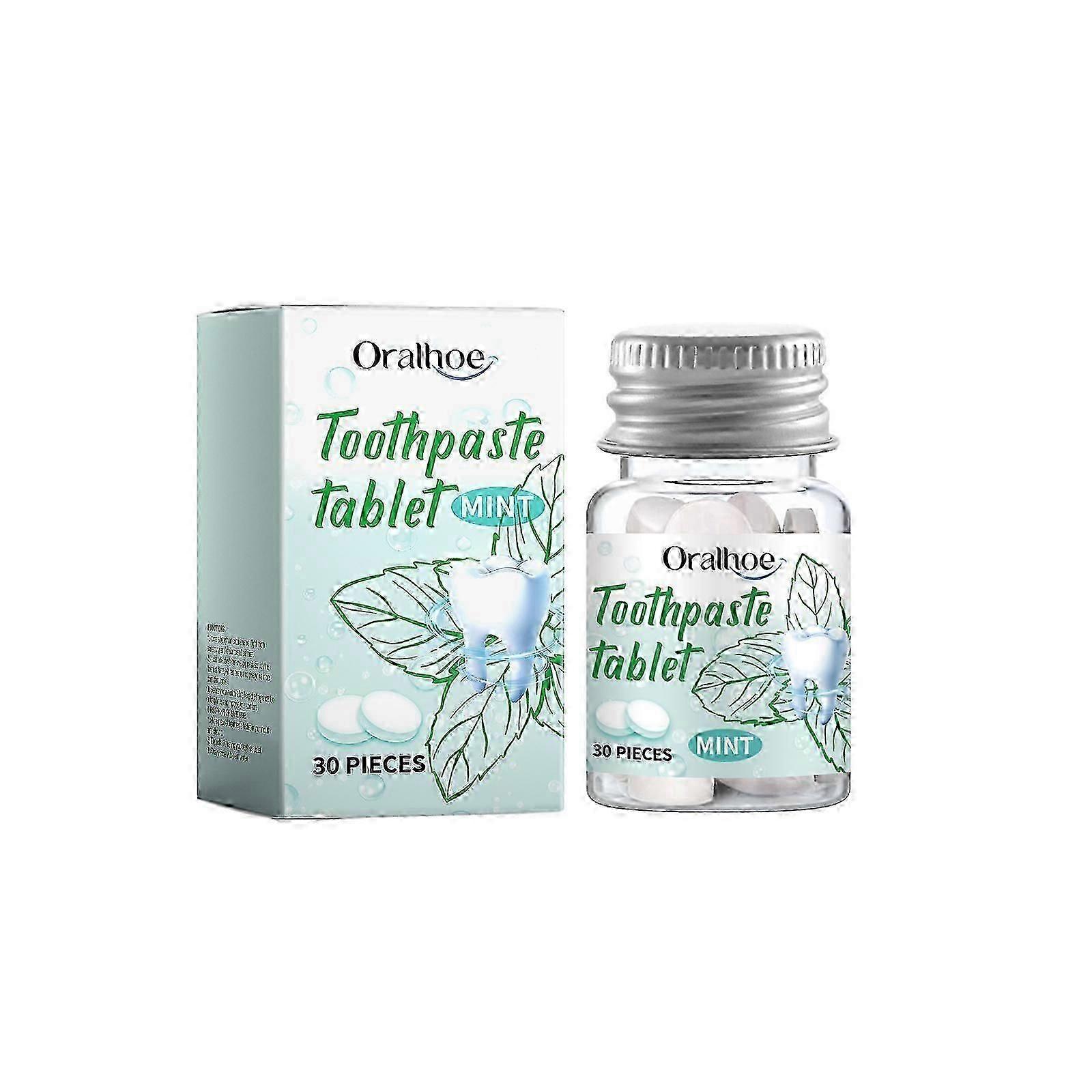 Mint Toothpaste Tablets - Deep Clean, Enamel Protection, Portable & Refreshing, 30 Pieces