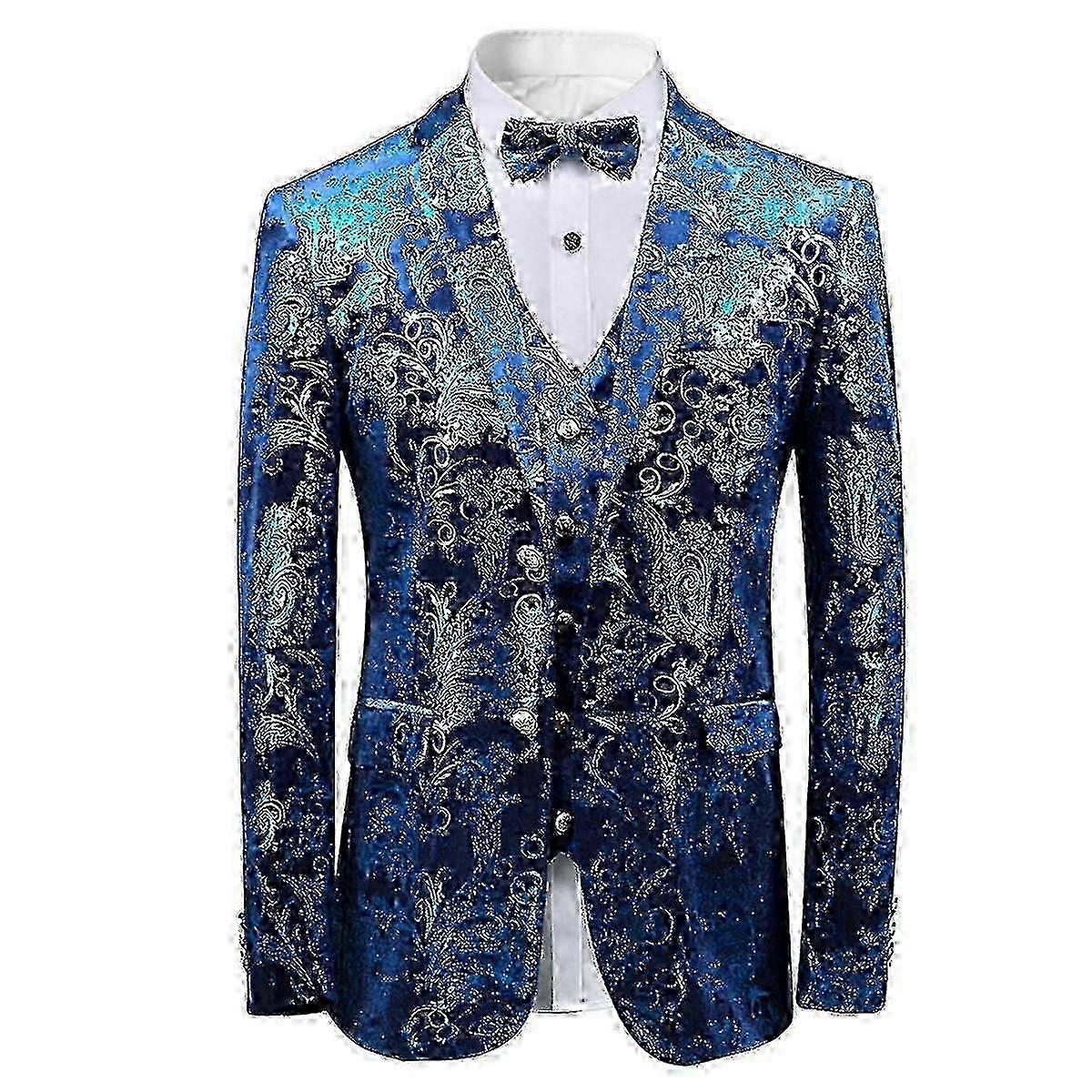 Gold printed jacket for men with button down collar