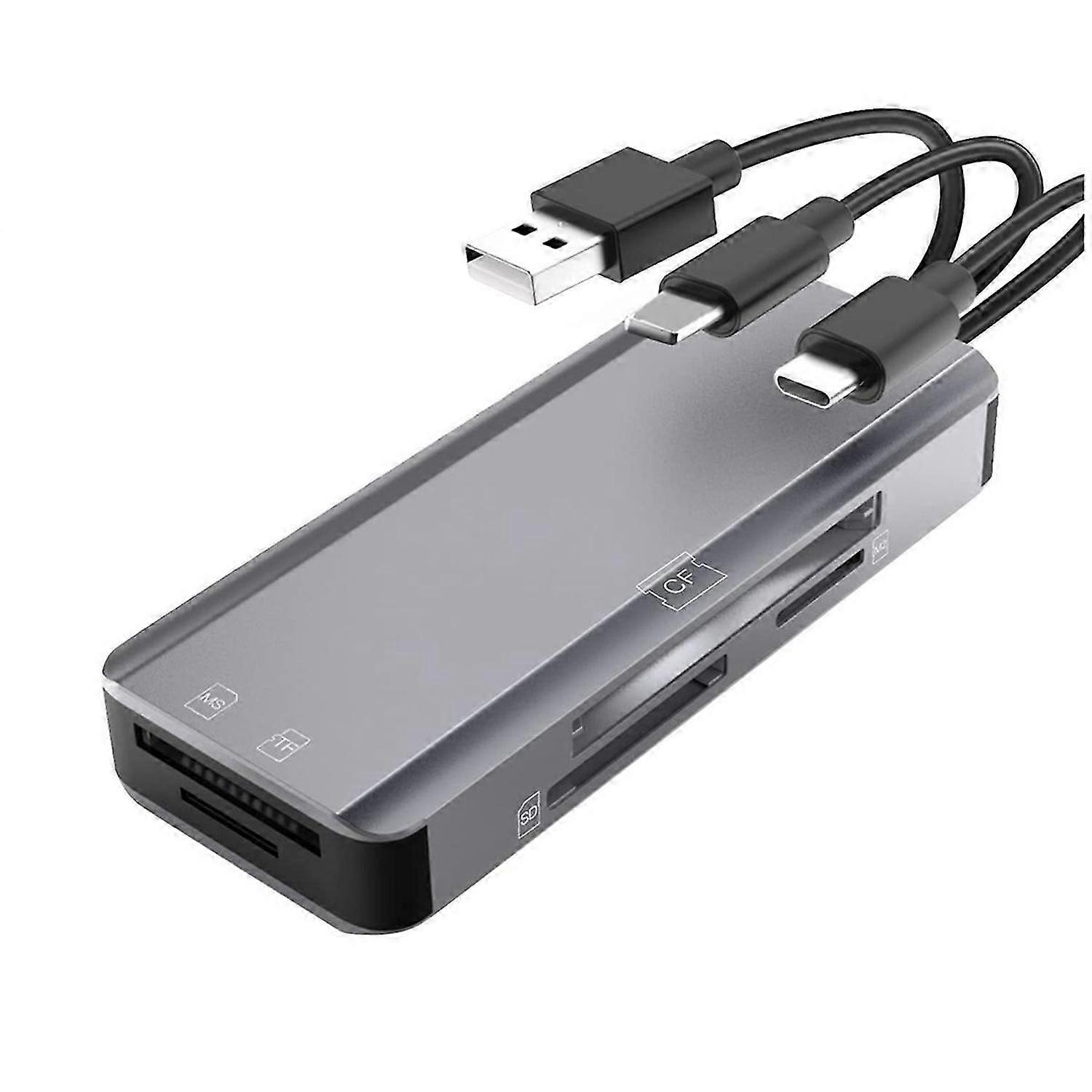 5-In-1 Multi Memory Card Reader,SD/TF//MS/M2/Micro-SD Card Reader Adapter for / USB C and USB A Devi