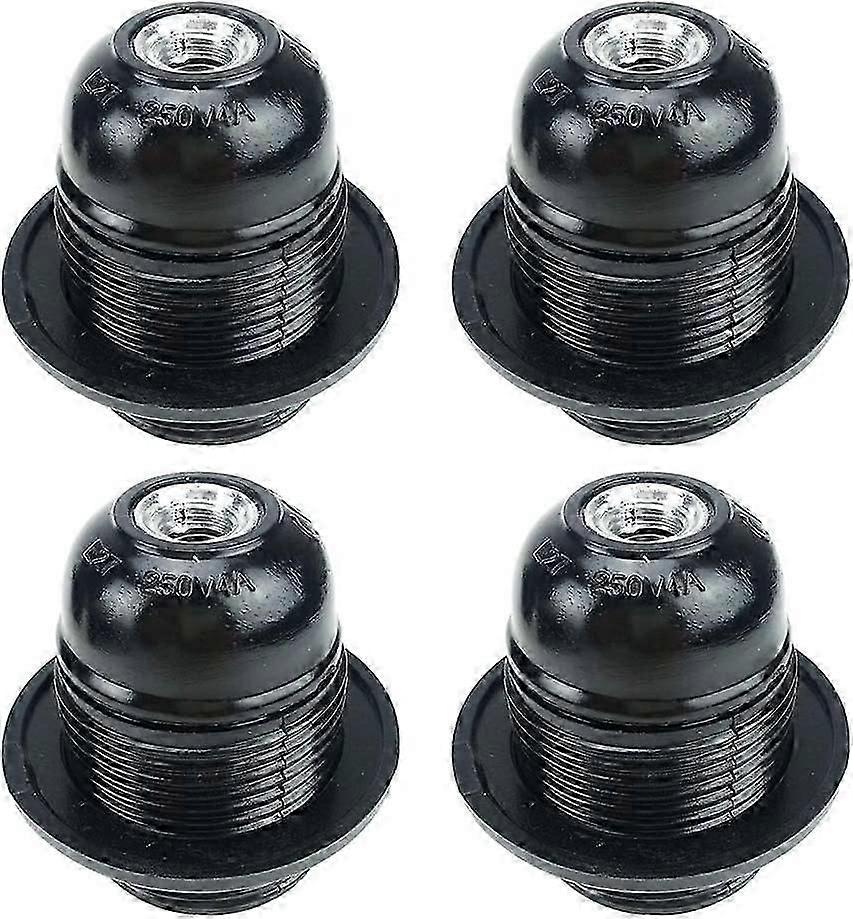 Black E27 Screw, E27 Bulb Holder, 4 Pieces E27 Socket, E27 Socket Light Bulb, Solid Light Bulb Socket, Black Adapter Socket, Lamp Sockets Decoration C