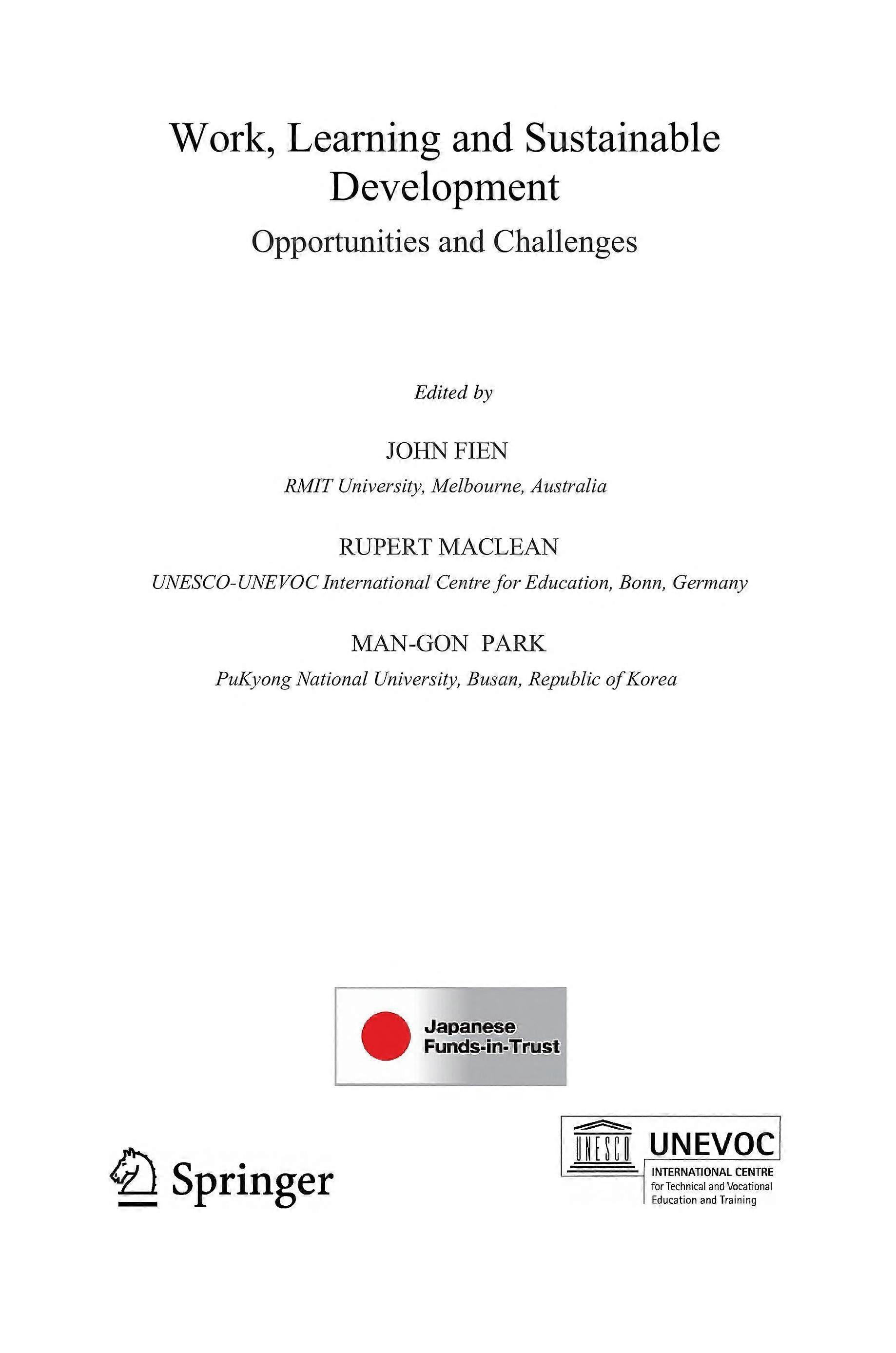 Work, learning and sustainable development opportunities and challenges