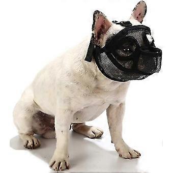 Atmungsaktiver, verstellbarer Maulkorb für Hunde mit kurzer Schnauze und flachem Gesicht, verhindert Beißen, Kauen und Bellen, passend für Bulldoggen