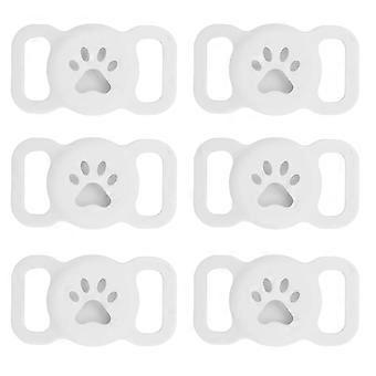 6pcs Pet Collar Holder for Airtag Silicone Anti Lost Protective Cat Collars Case for Cat Dog Pet Collar White