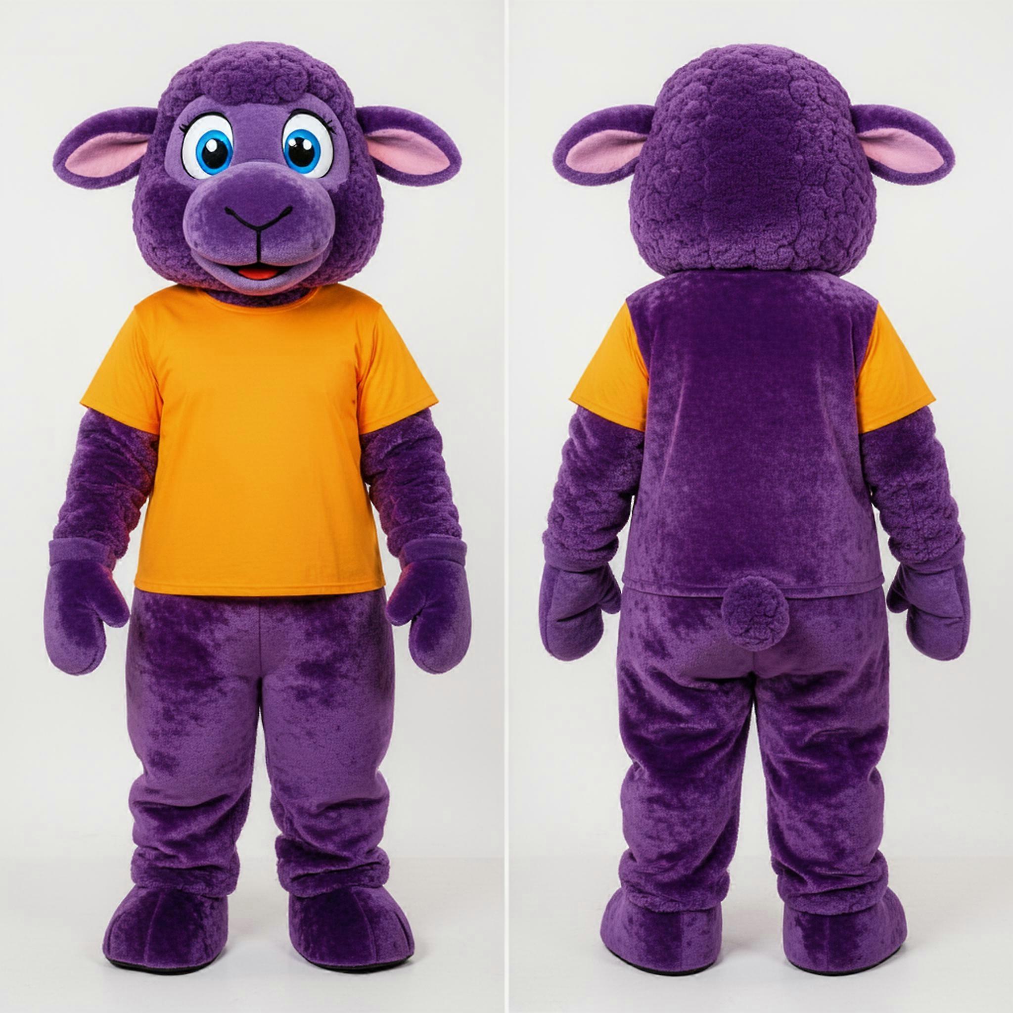 MASTICOT Purple Fluffy Sheep Mascot