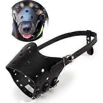 Hundemaulkorb, Ledermaulkorb mit Beißschutz, atmungsaktiver Hundemaulkorb, Hundemaulkorb zur Verhinderung von Bellen (M)