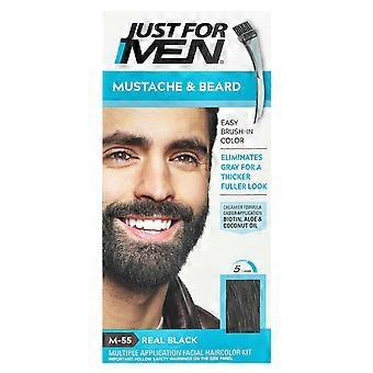 Just for Men, Mustache & Beard, Easy Brush-In Color, M-55 Real Black, 1 Multiple Application Kit