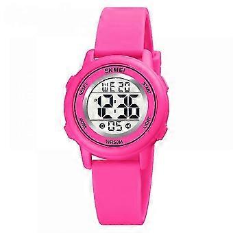 Rose Red Waterproof Digital Sports Kids Wristwatch for Boys and Girls, Outdoor Children's Watch with LED, Luminous Alarm and Stopwatch
