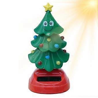 Solar Powered Dancing Christmas Tree Ornament with Star, Novelty Desk and Car Dashboard Decor