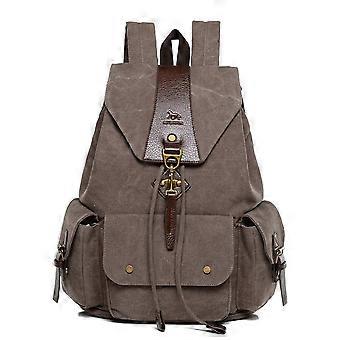 Canvas Laptop Backpack with AntiTheft Secure Closure, Large Capacity Vintage Rucksack for Travel School Hiking (Coffee)