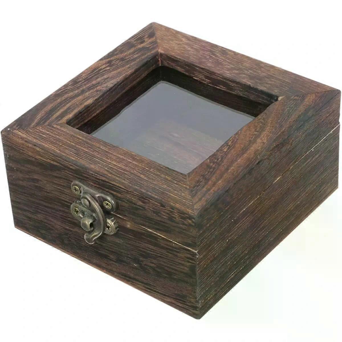 Specimen Box Shadowbox Display Case, Coffee Wood Acrylic