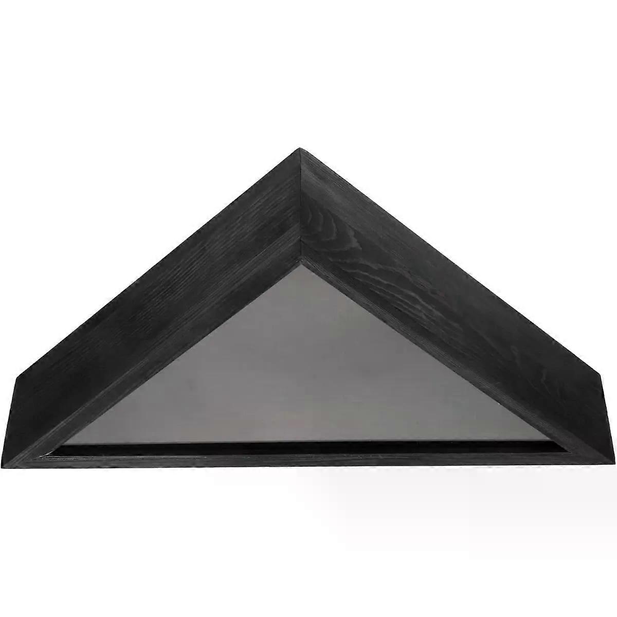 Triangle Wood Flag Display Case with Front Wall Mounted