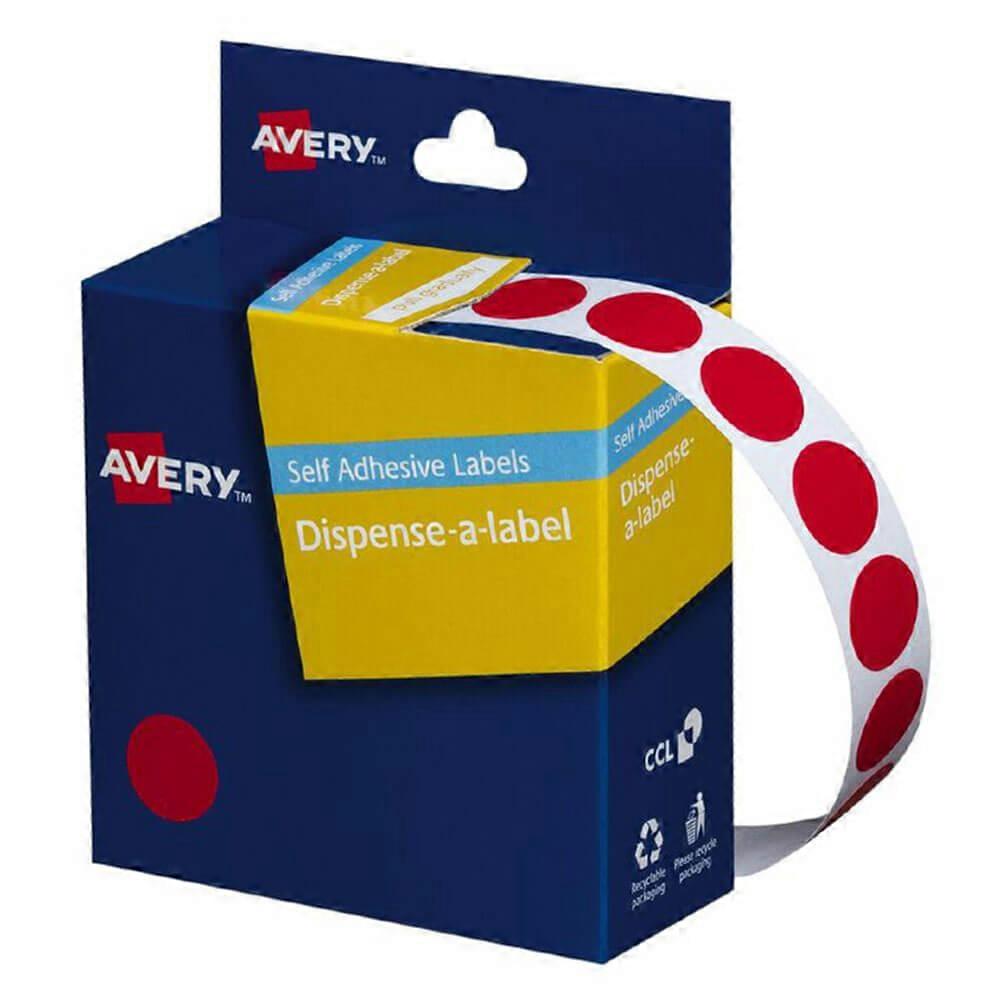 RED Avery Self Adhesive Dot Labels 14mm 1050 Pieces For Colour Coding System