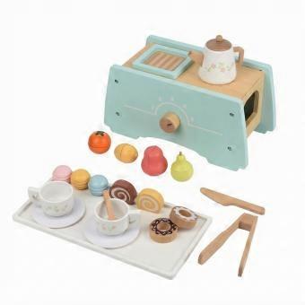 Wooden Pretend Tea Gathering Set Long-Lasting Wooden Tea Set Premium