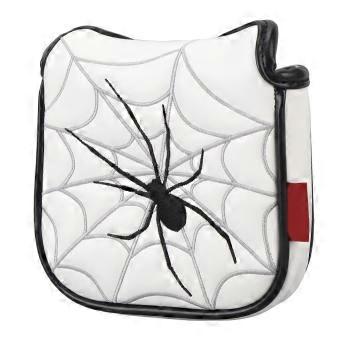 Putter Cover Spider Geborduurd Patroon Wit Waterdicht Zacht Pluche Voering PU Putter Headcover