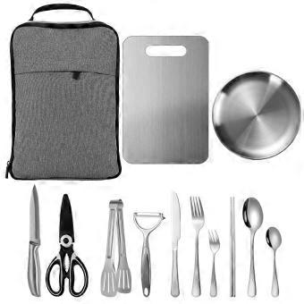 6 Person Stainless Steel Camping Cutlery Set with Case, FullSize Utensils for Outdoor Picnics