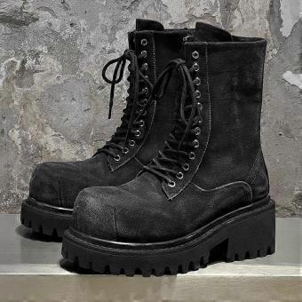 10cm High-top Men's Boots Tooling Long Tube Zipper Oxford Boots Thick Sole Inner Height Increase Men Platform Cowboy Boots Botas