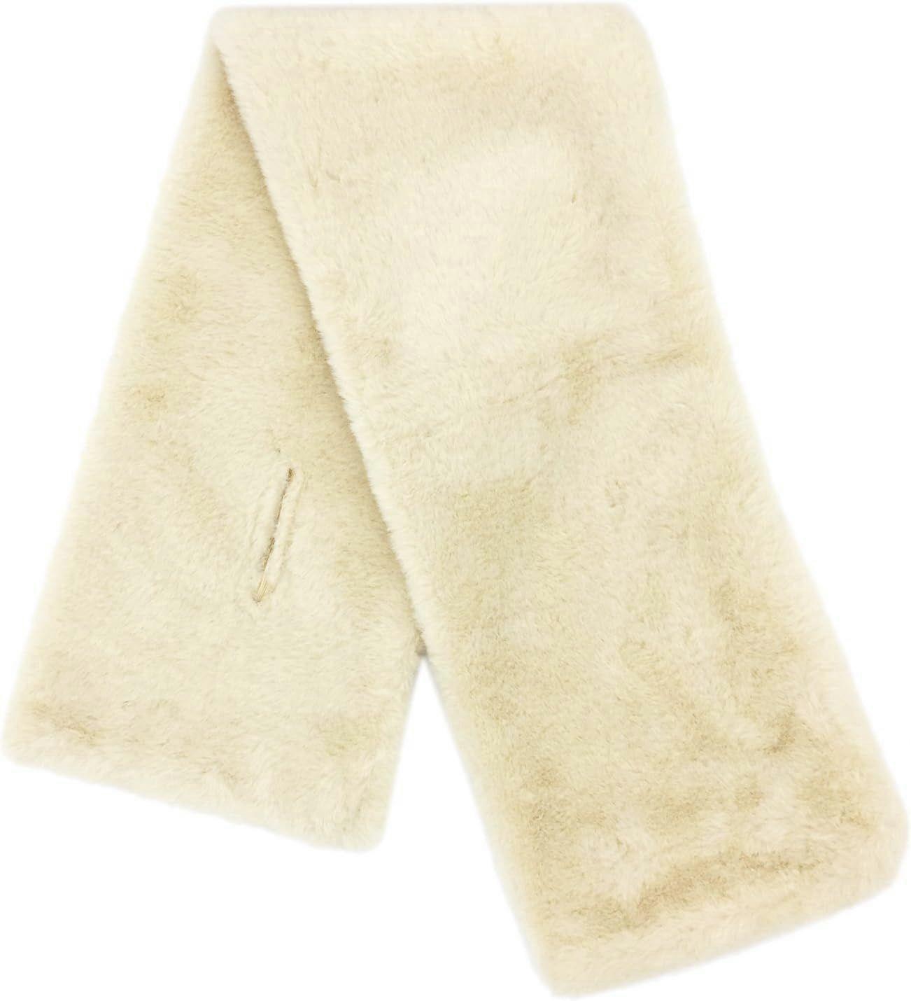Premium Solid Color Rectangular Faux Fur Warm Soft Fluffy Wrap Scarf