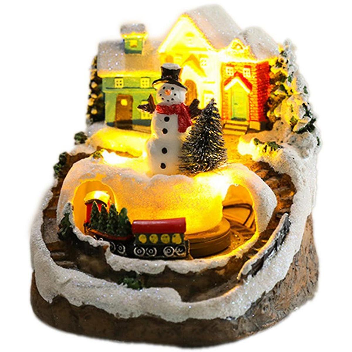 Houses Sets Rotating Display Figurines Led Musical Christmas Holiday Decoration