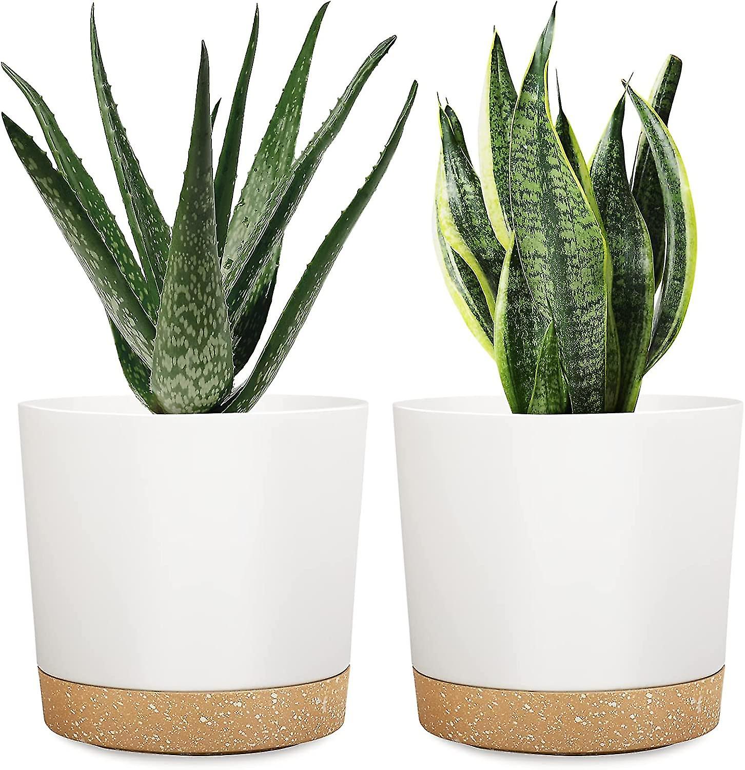 2pcs Plastic Flower Pots With Saucers