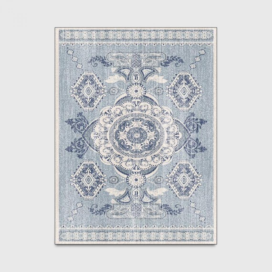 Tappeto Geometrico Retr 120x160cm Antiscivolo Soggiorno Grande Tappeto Camera da Letto Tappeto Lungo Cucina Persiano Anti-sporco Carpet Tappeto (blu)