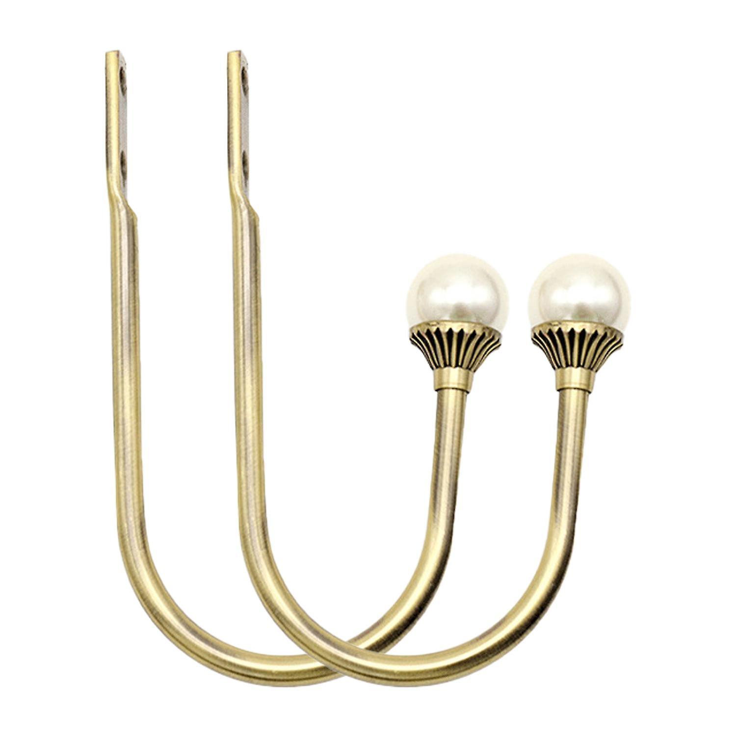 ZHOUBA 1 Pair Drape Holder Wall Mounted Glittery Aluminum Curtain Holdbacks U Shaped Hooks for Home