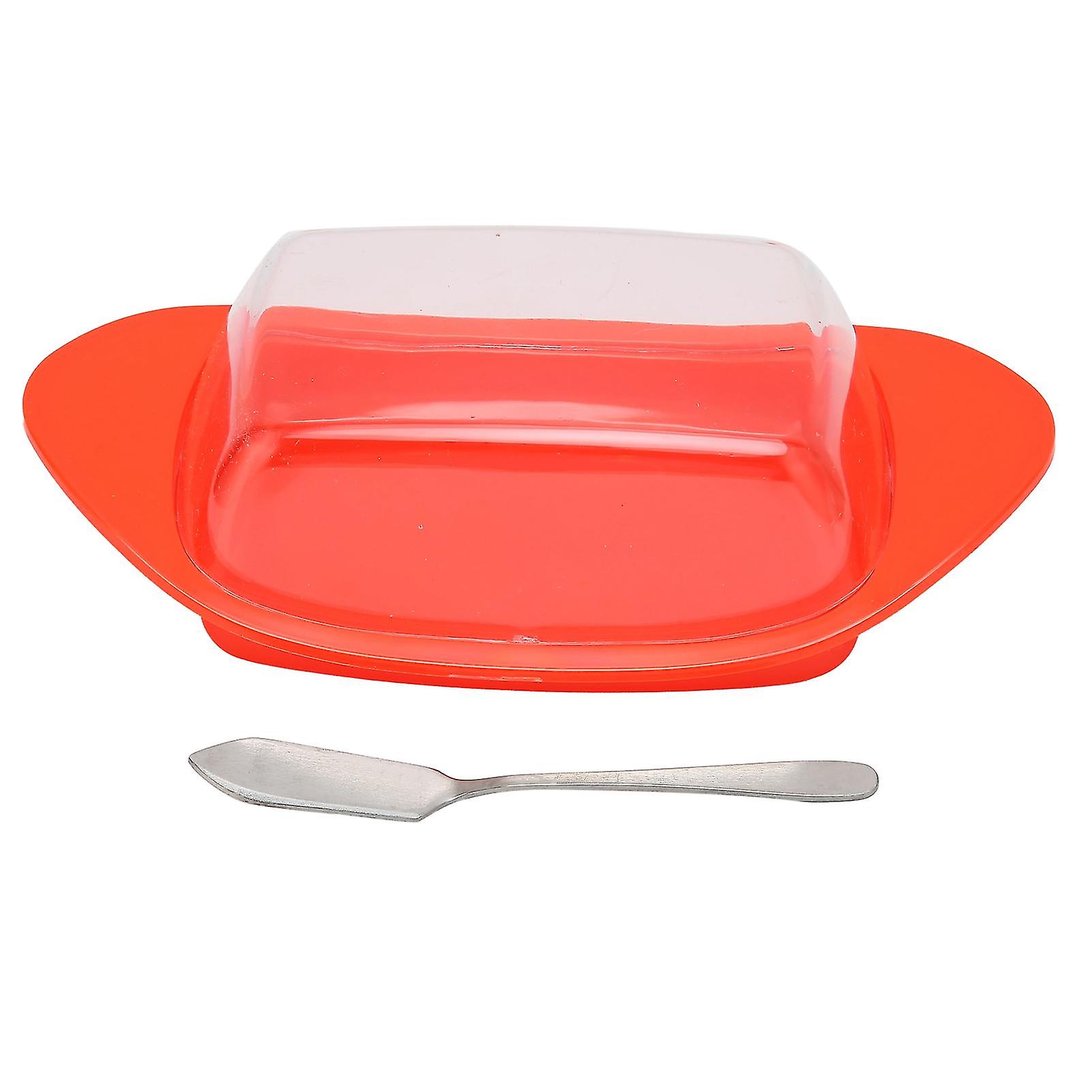 Beurrier en forme de bateau avec couvercle, boîte à beurre en PP de qualité alimentaire pour la cuisine et les échecs (rouge)