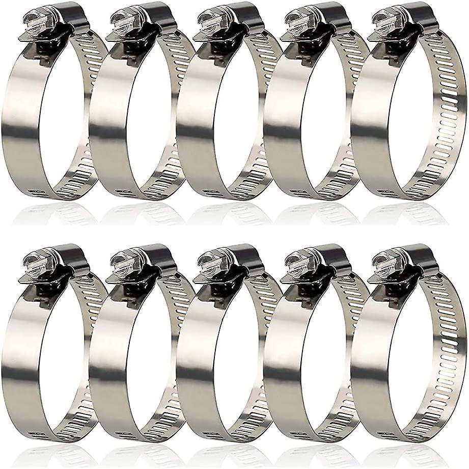 10 Pieces 304 Stainless Steel Hose Clamp, Metal Hose Clamp Diameter Adjustable From 27 To 51 Mm, Swimming Pool Hose Clamp For Fixing Pipes