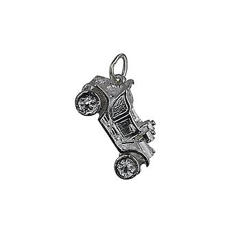 Silver 10x20mm Vintage Car Pendant